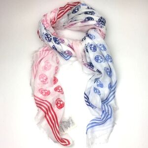 Alexander McQueen Red and Blue Skull Scarf